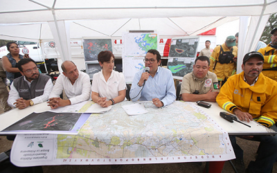 Articula Zapopan labores de combate con Estado y Federación para mitigar incendio en el Cerro de San Miguel