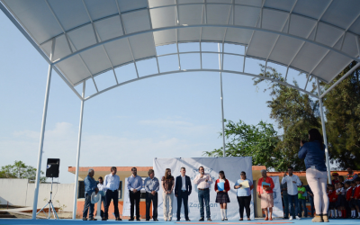 Presenta Zapopan instalación de lonaria en primaria rural Mariano Azuela
